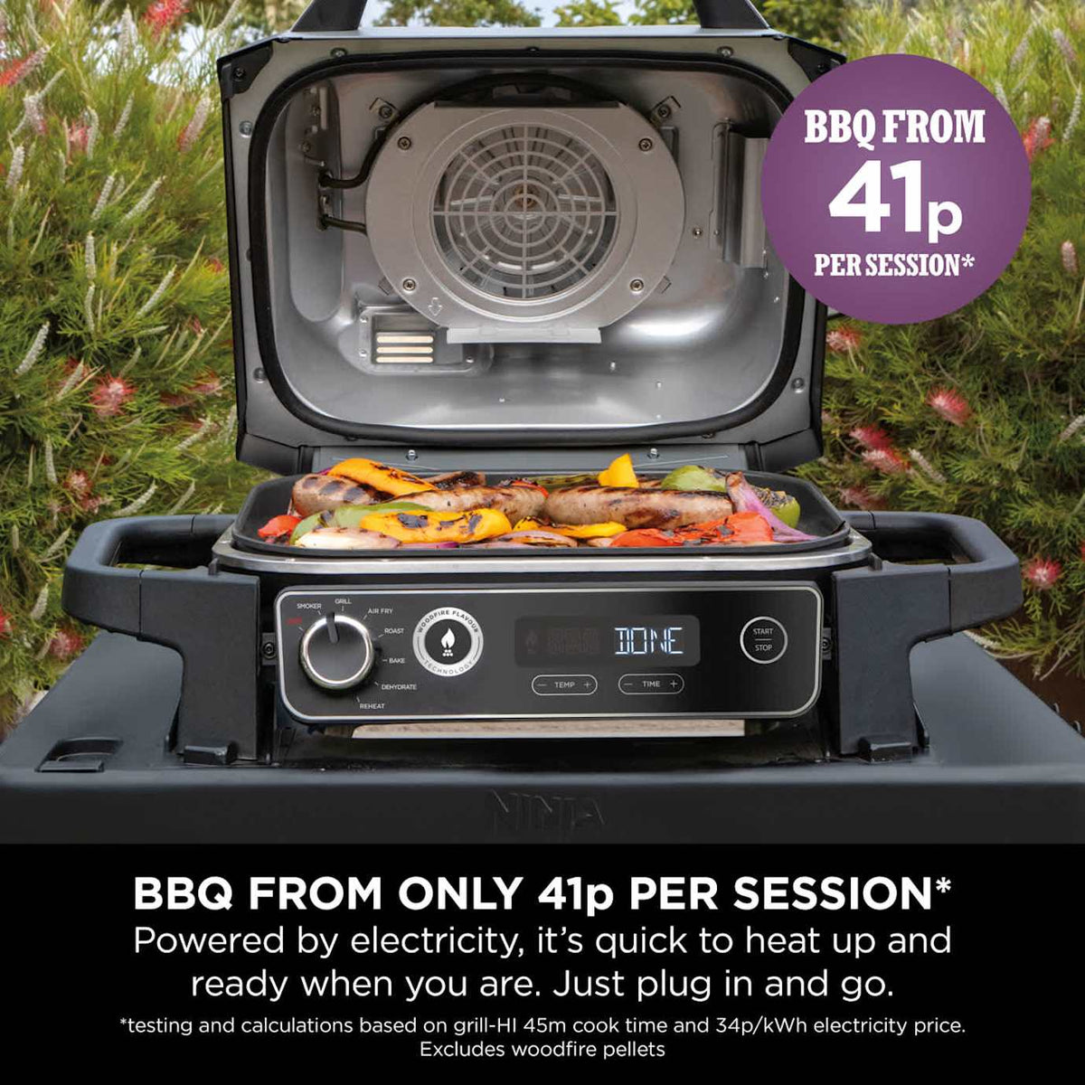 Ninja Woodfire Electric BBQ Grill & Smoker with Stand and Cover