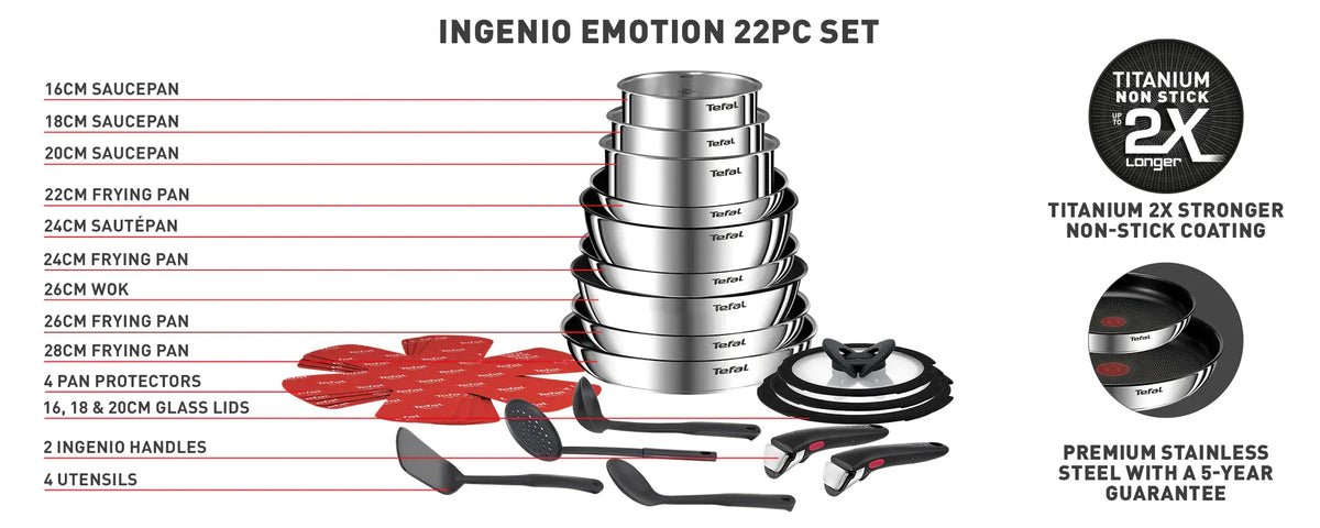 Ingenio Emotion L897SM74 22-Piece Pan Set - Stainless Steel